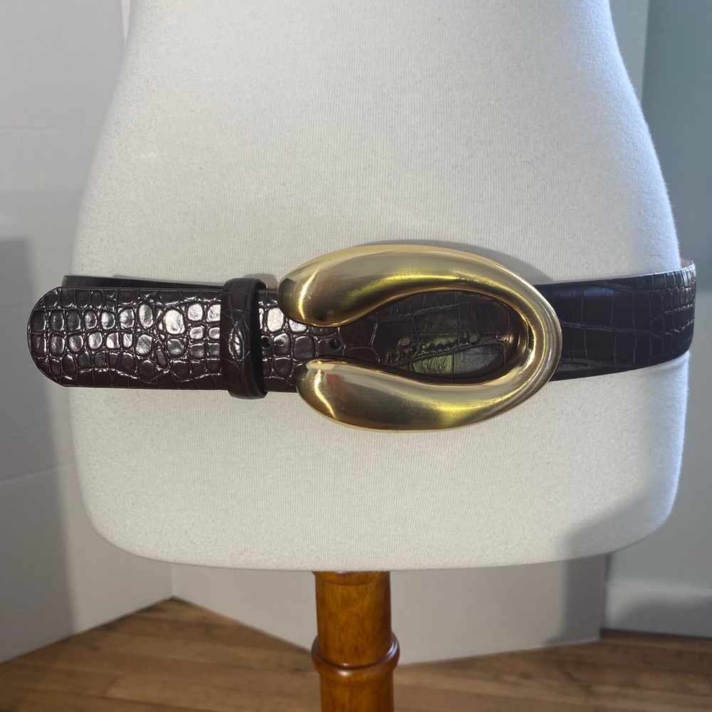 Brown Belt With Gold Metal Buckle